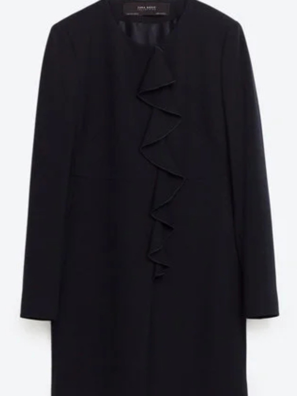 Zara Navy Ruffle-Front Blazer Jacket M